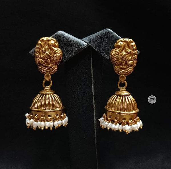 925 Goldplated Peacock Pearl Jhumka