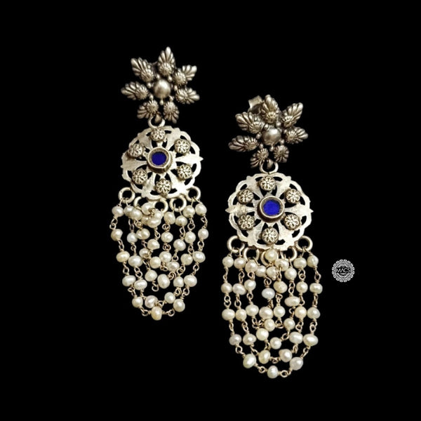 Silver Pearl Glass Earrings