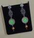 Green handpainted silver earrings