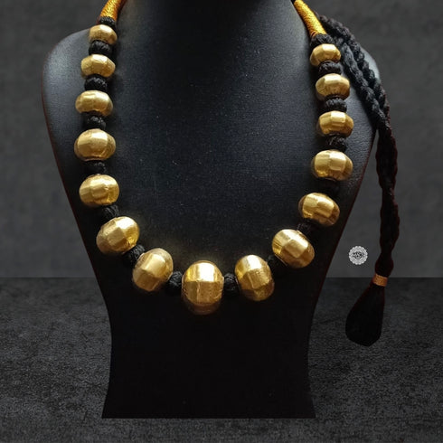 Gold plated Wax Faceted Beads Necklace (oversized beads)