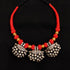925 Silver Ghungaroo Amulet Pendant Necklace, Red thread choker