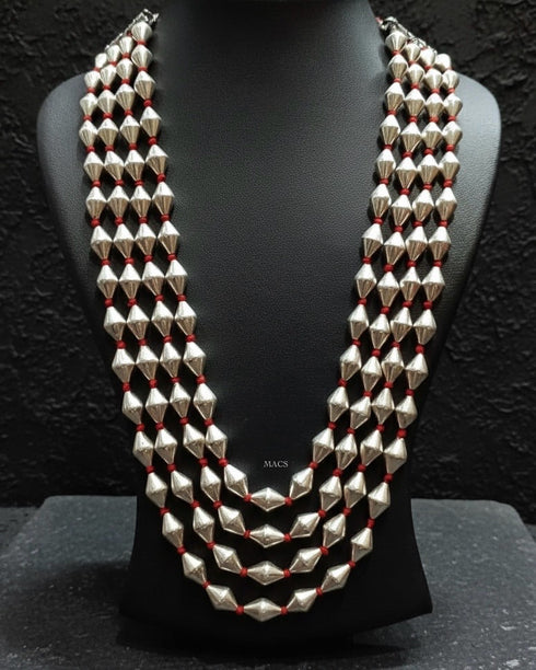 Silver 4 line Dholki Necklace