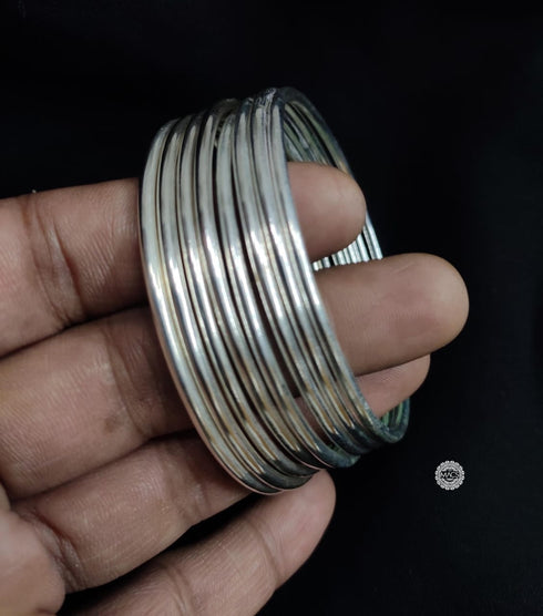 925 Silver Plain 8 Bangles Set (Size 2.6)