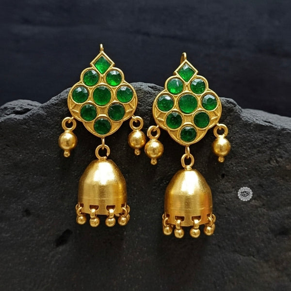 Green Kundan Goldplated Jhumka