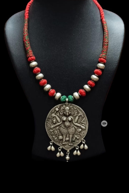 Tribal Silver Thread Necklace