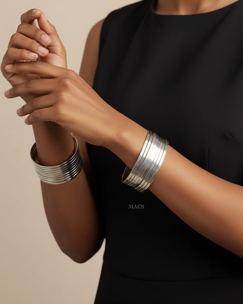 925 Silver Plain Flat 4 Bangle Set (2.4)