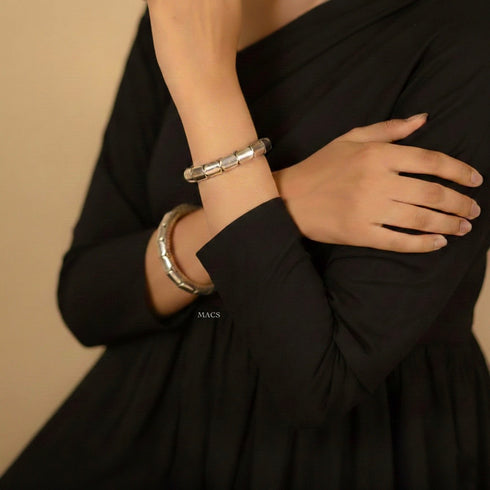 925 Silver Flexible Bangle kada (Pair,Size 2.8)