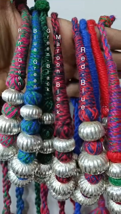 Wax Carved Beads Silver Necklace (oversized beads)