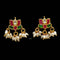 Kundan Gold Lotus Pearl Earrings
