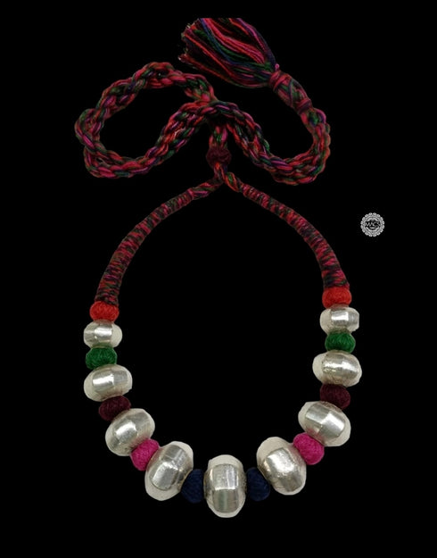 Wax Faceted Beads Silver Necklace (oversized beads)