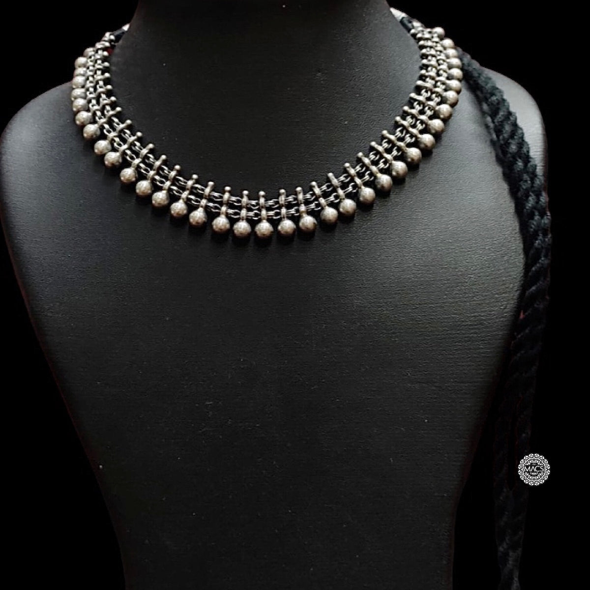 Silver ball choker necklace 925 Silver Necklace Earrings Set MACS