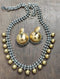 Dual tone necklace jhumka set