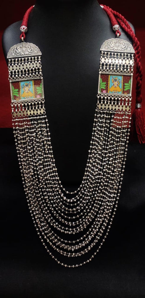 Layered Pearl Silver Necklace