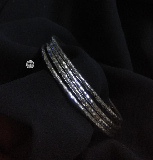 925 Silver Hammered Bangles (Size 2.6)