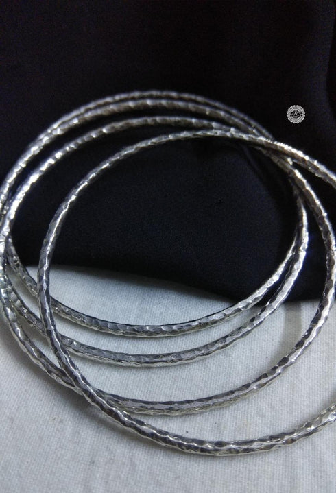 925 Silver Hammered Bangles (Size 2.6)