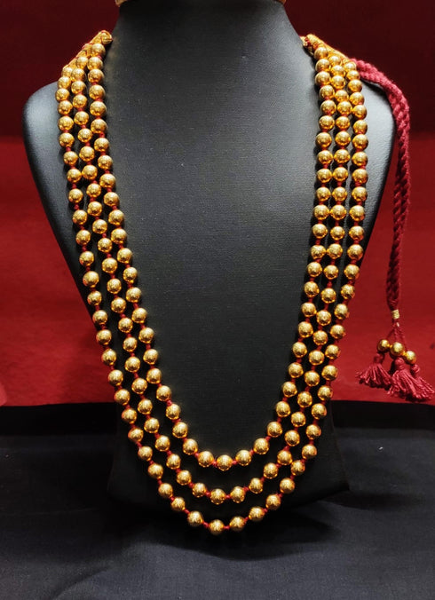 Three Line Round Gold Necklace