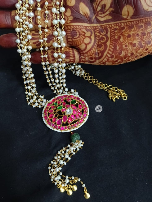 925 Peacock Kundan Pearl Necklace