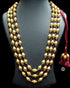 Three Line Gold Dholki Necklace