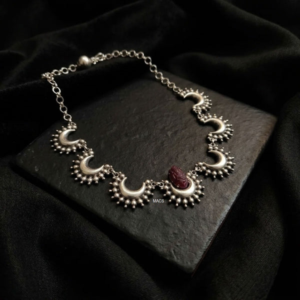 925 Silver Ruby Chand Neckpiece