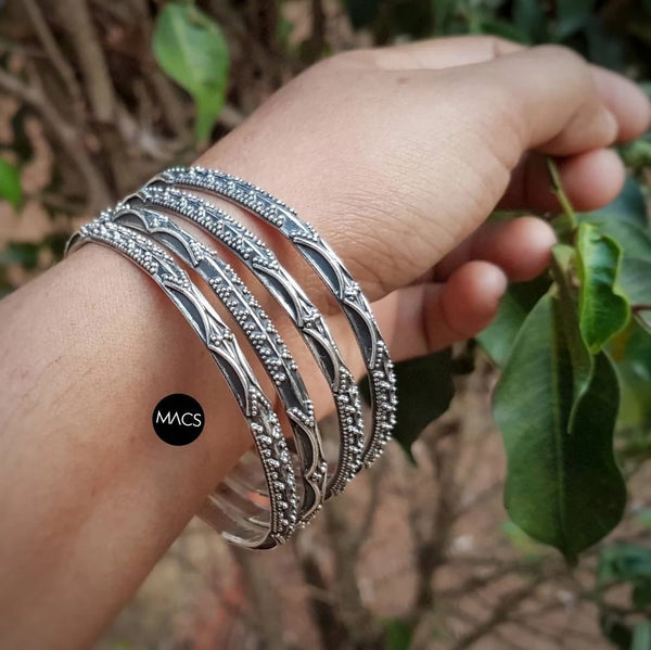 925 sterling silver bangles, Pure Silver Rava Kada, Intricate Rawa Work Bangles