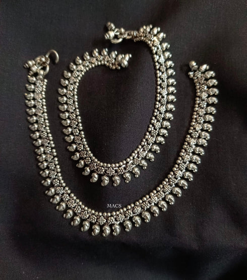 925 Silver Statement mango anklet (pair)