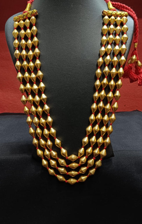Gold Dholki 4 line Necklace