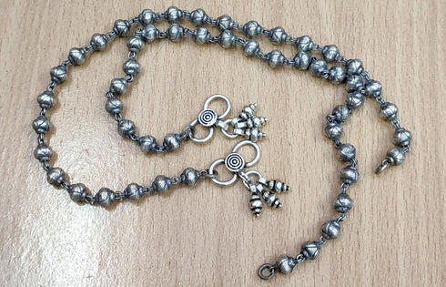 Silver beads anklet (pair)