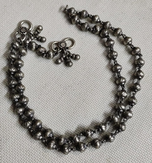 Silver beads anklet (pair)