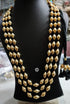 Three Line Gold Dholki Necklace in black thread