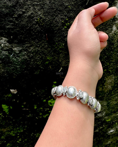 Handcrafted Badam Pattern Silver Bangle Kada Jewellery