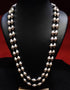 Two Line Dholki Beads Silver Necklace