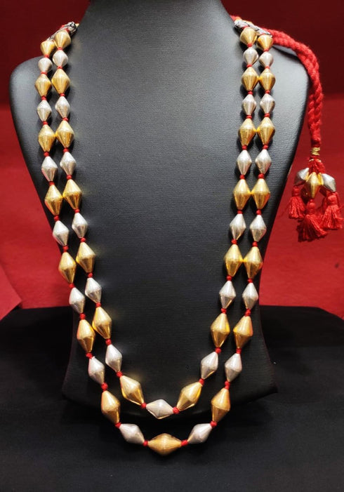 2 line dholki necklace in two tone