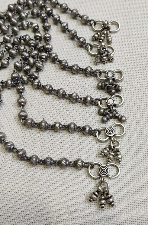 Silver beads anklet (pair)