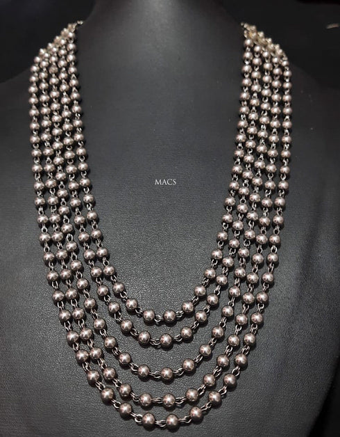 layered necklace, multi layered necklace, 3 layer necklace, trendy layered necklaces, silver layered necklace, tribal necklaces, pure silver necklace, layered beaded necklace, Layered classic silver ball necklace