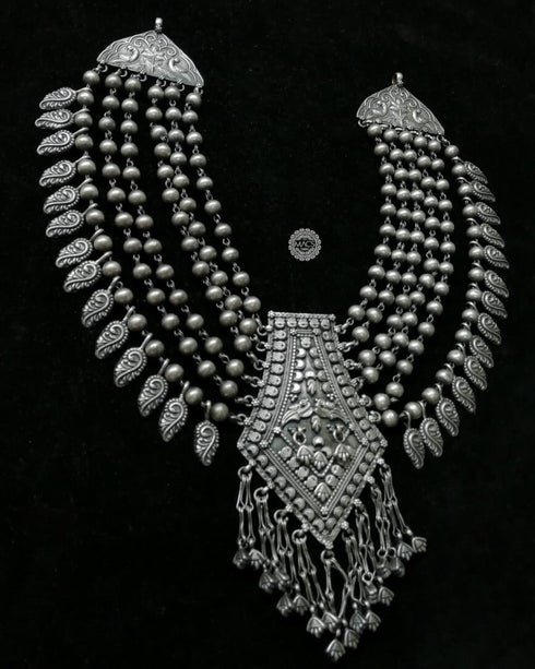 layered necklace, multi layered necklace, 3 layer necklace, trendy layered necklaces, silver layered necklace, tribal necklaces, pure silver necklace, layered beaded necklace