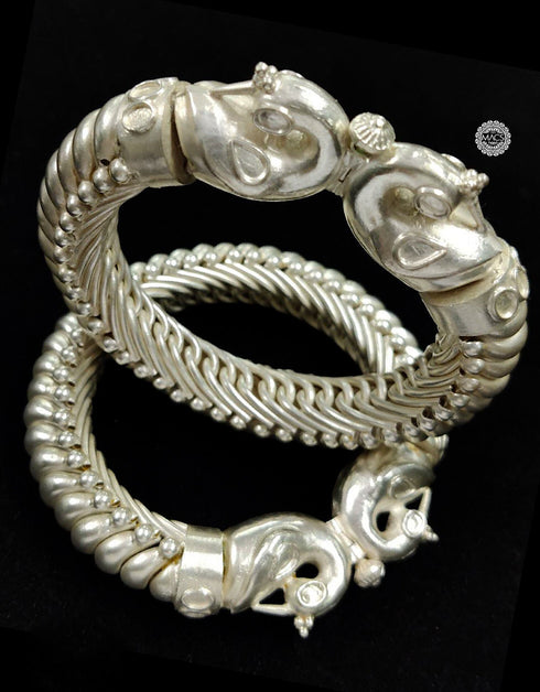 Peacock sutlada bangles, Shinde Shahi toda, 925 silver kada, peacock kada, Sutarla bangles in silver