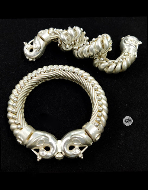 Peacock sutlada bangles, Shinde Shahi toda, 925 silver kada, peacock kada, Sutarla bangles in silver