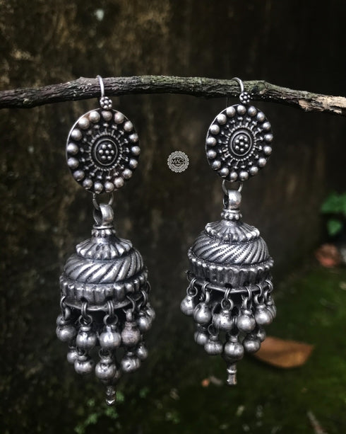 jhumka earrings, bollywood jhumka, oxidized jhumka, jhumka design in silver, oxidised silver jhumkas, latest jhumka, rajasthani jhumkas,silver jhumki