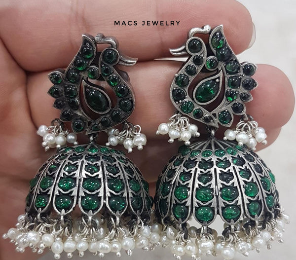 kemp jhumka, peacock kemp jhumka, kemp earrings, kemp jhumka earrings, kemp jhumka online, pink kemp jhumka