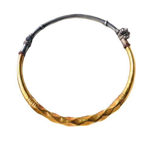 dual tone hasli necklace, silver hasli necklace, two tone hasli, pure silver hasli