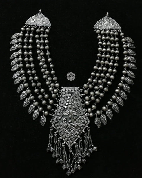 layered necklace, multi layered necklace, 3 layer necklace, trendy layered necklaces, silver layered necklace, tribal necklaces, pure silver necklace, layered beaded necklace