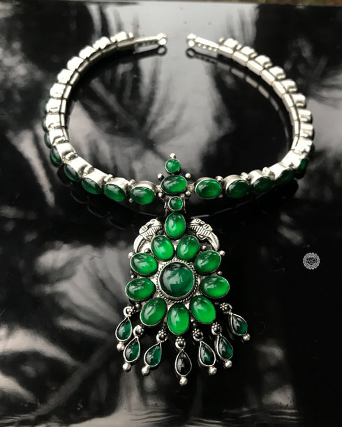 Green Addigai Silver Necklace (pre order)