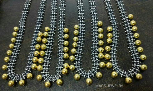 gold ball necklace, Dual tone jewellery, dual tone oxidised jewellery, dual tone necklace, two tone jewellery, silver ball necklace