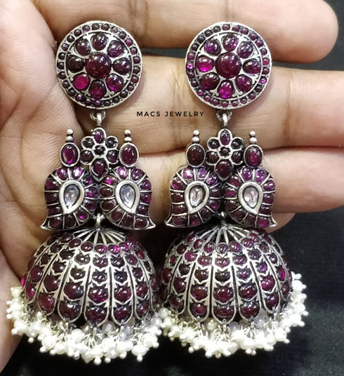 kundan earrings jhumkas, kundan jhumkas