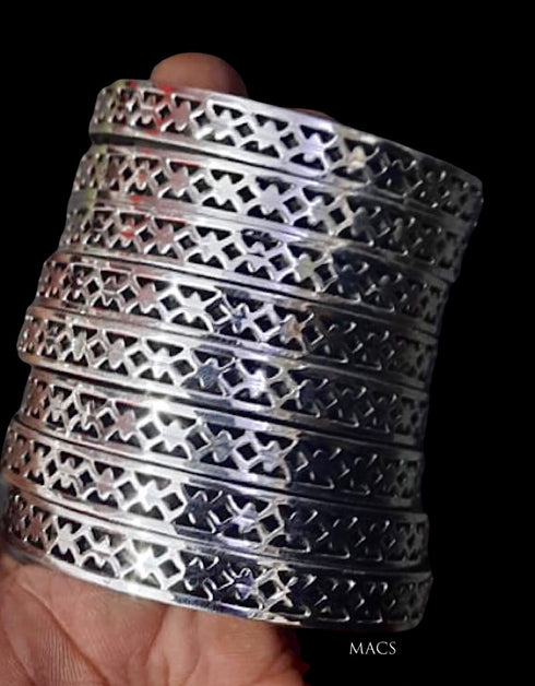 silver bangle, oxidised bangles, pure silver bangle set
