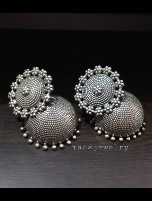 suryakanthi big silver jhumka