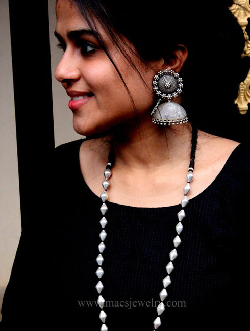suryakanthi silver jhumka, nayanthara jhumka, bollywood silver jhumka earrings, jumbo silver jhumka, oxidised jhumka, oxidised earrings jhumka, oversized big jhumka