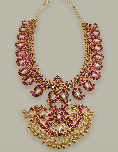 mango haram, mango mala, mango haram gold, mango necklace, mango mala gold, mango necklace gold, mango chandra haram, manga malai haram, long mango haram, traditional mango mala, south indian bridal necklace