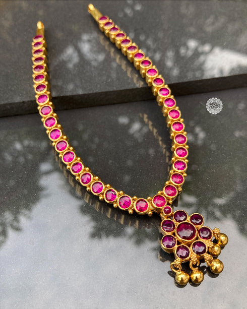attigai, attigai gold, addigai necklace, gold attigai, addigai, traditional gold attigai, red stone attigai