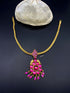 Kemp stone necklace gold, 925 Silver gold plated attigai, pink kemp pendant, south indian kemp choker